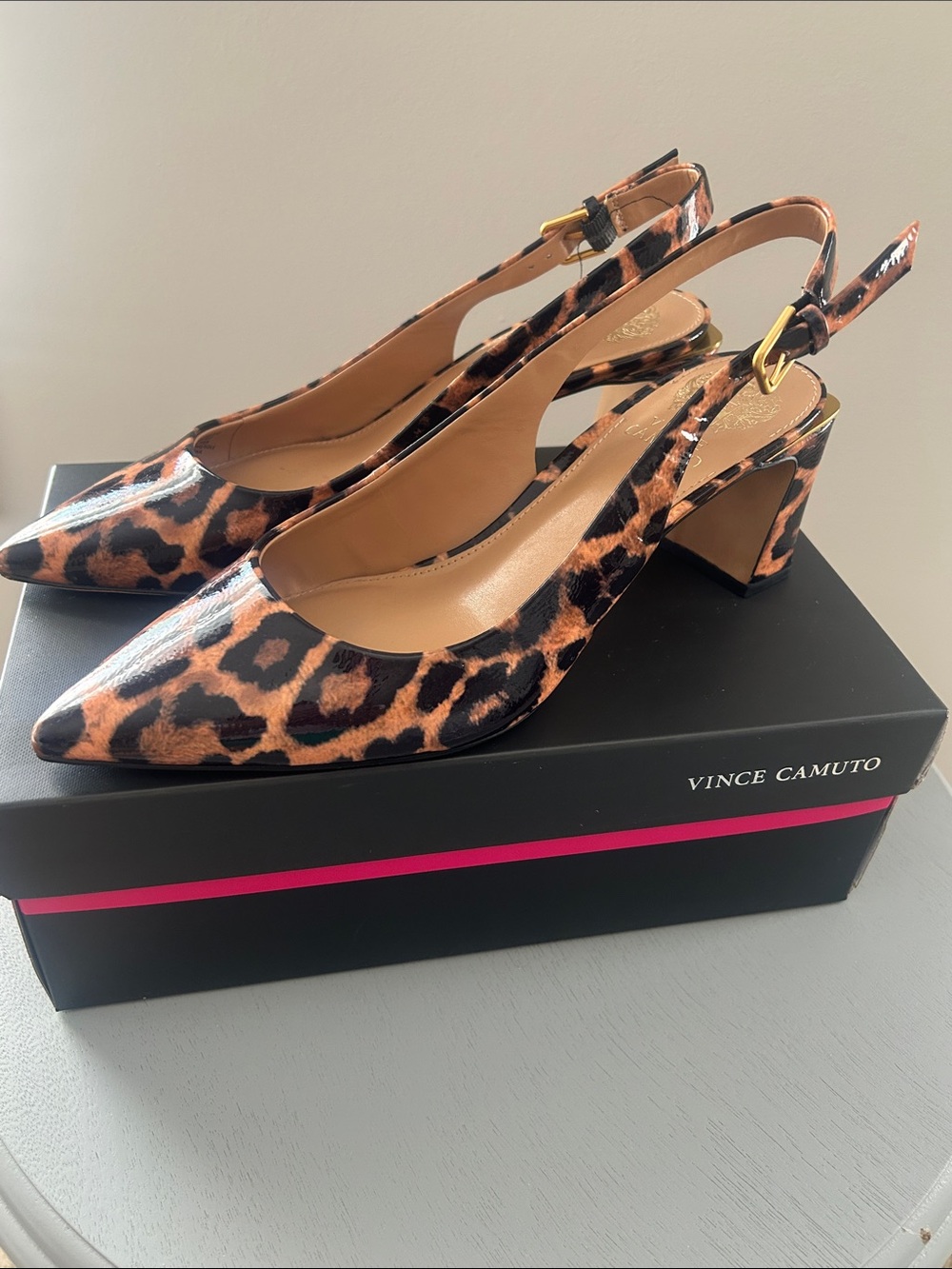Vince Camuto Leopard-Print Slingback Pointed-Toe Pumps - Brown/Black